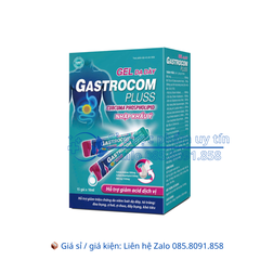Gel Dạ Dày Gastrocom Pluss giúp giảm triệu chứng do viêm loét dạ dày, tá tràng: đau bụng, ợ hơi, ợ chua, đầy bụng, khó tiêu hộp 15 gói
