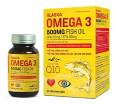 (Mua Sỉ Liên Hệ Zalo) Viên uống Alaska Omega 3 Fish Oil 500MG giúp tăng cường thị lực, tốt cho tim mạch hộp 60 viên Hộp Vàng
