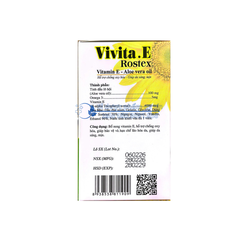 Viên uống Vivita.E Rostex giúp bổ sung vitamin E, hỗ trợ chống oxy hóa, giúp bảo vệ và hạn chế lão hóa da, giúp da sáng, mịn hộp 100 viên