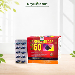 Viên uống bổ não VP Ginko Biloba 360 Hộp Đỏ giúp tăng cường tuần hoàn não, giảm các triệu chứng thiểu năng tuần hoàn não hộp 100 viên