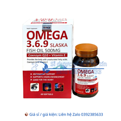 Viên uống Omega 3.6.9 Slaska Fish Oil 500mg giúp tăng cường thị lực, tốt cho tim mạch hộp 60 viên