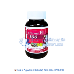 Viên uống Vitamin E 500 giúp hạn chế lão hóa da và làm đẹp da hộp 30 viên