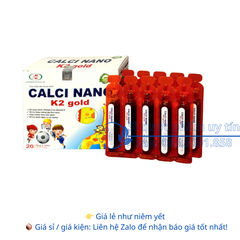 Siro Calci Nano K2 Gold giúp xương răng chắc khỏe giúp giảm nguy cơ còi xương, loãng xương hộp 20 ống