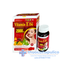 Vitamin E Đỏ 2000 IU giúp chống oxy hóa, hạn chế lão hóa da, làm đẹp da hộp 30 viên