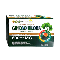 Viên uống Bổ Não thông mạch Ginkgo Biloba Cere Brain Max giúp hoạt huyết, tăng cường lưu thông máu hộp 100 viên