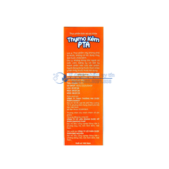 Siro Thymo Kẽm PTA giúp tăng cường tiêu hóa, giúp ăn ngon, hỗ trợ nâng cao sức đề kháng hộp 20 ống