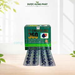 Viên uống bổ não VP Ginko Biloba 360 Hộp Xanh giúp tăng cường tuần hoàn não, giảm các triệu chứng thiểu năng tuần hoàn não hộp 100 viên