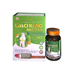 Viên uống Richer Calci Nano MK7 Gold giúp bổ sung Calci, vitamin D3, MK7 và khoáng chất cần thiết hỗ trợ làm giảm nguy cơ loãng xương, xốp xương, thiếu calci hộp 60 viên