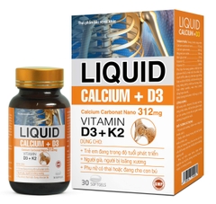 (Mua Sỉ Liên Hệ Zalo) Viên uống Liquid Calcium+D3 giúp bổ sung calci, vitamin D3 giúp xương, răng chắc khỏe hộp 30 viên