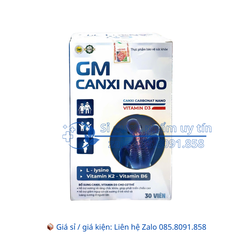 Viên uống GM Canxi Nano giúp xương và răng chắc khỏe, phát triển chiều cao hộp 30 viên
