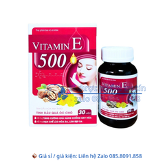 Viên uống Vitamin E 500 giúp hạn chế lão hóa da và làm đẹp da hộp 30 viên