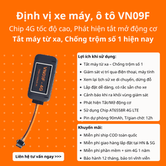 VN09F – Định vị GPS 4G ổn định cho ô tô kèm Tắt máy từ xa cho xe máy