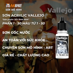 Sơn VALLEJO 1-50 gốc nước Màu CƠ BẢN Acrylic Model Color 18 ml thân thiện môi trường cọ, phun airbrush, mô hình gundam