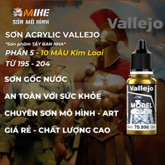 Sơn VALLEJO gốc nước Kim Loại 195 - 204 ACRYLIC Model Color 18 ml thân thiện môi trường cọ, airbrush, mô hình gundam