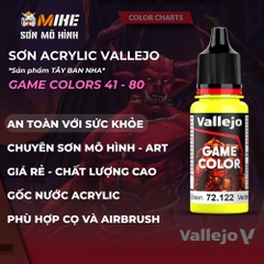 Sơn VALLEJO 41-80 gốc nước ACRYLIC GAME COLOR 18 ml thân thiện môi trường cọ, airbrush, mô hình gundam