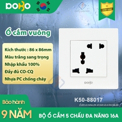 [Đế vuông] Bộ công tắc ổ cắm điện âm tường DoBo Hàn Quốc K50T nhựa chống cháy nhập khẩu chính hãng - Bảo hành 9 năm