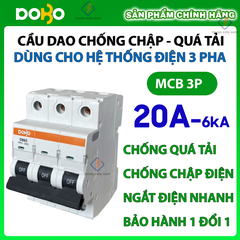 [HÀNG CHÍNH HÃNG] Cầu Dao Tự Động 3 Pha DOBO KOREA - MCB 3 PHA siêu nhạy - 6kA (Aptomat chống chập - quá tải)