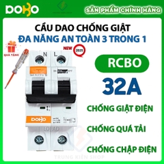 [RCBO 32A] Cầu Dao Chống Giật RCBO DOBO KOREA đa năng - siêu nhạy 4kA 30mA - Aptomat chống giật test trực tiếp - DB65LE-883222