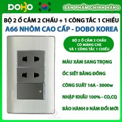 Bộ công tắc ổ cắm điện âm tường DoBo Hàn Quốc A66 nhôm cao cấp nhập khẩu chính hãng - Bảo hành 9 năm - NPP Trung Kiên