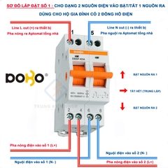 [HÀNG CHÍNH HÃNG] Cầu dao đảo chiều DoBo Hàn Quốc DBSF-63A - Aptomat đảo chiều DoBo - Thiết kế mới - Hàng Tốt - Có xuất VAT - BH 12 tháng