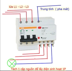 [RCBO 3P 50A] Cầu Dao Chống Giật  RCBO 3 Pha 380V 50A RCBO DOBO KOREA siêu nhạy - 4.5kA 30mA (Aptomat chống giật) DZ47LE-88503P