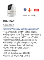 Camera wifi 5.0 Dahua DH-H5AE (Hero A1) - Trong nhà, xoay, báo động còi hú