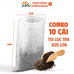 COMBO 10 Túi Lọc Trà Lớn 20x30cm Kích Thước 20x30cm (Có Dây Rút- Không Dệt Cao Cấp, Siêu Tiện Dụng-Dùng Được Nhiều Lần)