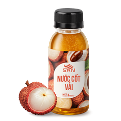 NƯỚC CỐT VẢI Chai 1Kg, tặng sách công thức, tiện dụng, trái cây tự nhiên, đậm đặc, chuyên dùng pha chế trà trái cây, soda