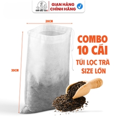 COMBO 10 Túi Lọc Trà Lớn 20x30cm Kích Thước 20x30cm (Có Dây Rút- Không Dệt Cao Cấp, Siêu Tiện Dụng-Dùng Được Nhiều Lần)
