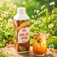 Nước Cốt Đá Me SAN Chai 1Kg – Nguyên Liệu Pha Trà Me, Trà Trái Cây, Soda, Đá Xay