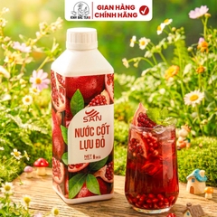 NƯỚC CỐT LỰU ĐỎ (1 kg), tặng sách công thức, tiện dụng, trái cây tự nhiên, đậm đặc, chuyên dùng pha chế trà trái cây, soda