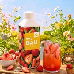 Mứt Dâu Tây Đậm Đặc Chai 1kg Tiện Dụng, Chuẩn Pha Chế Trà Sữa, Sinh Tố, Làm Bánh
