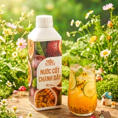 Nước Cốt Chanh Dây SAN Chai 1Kg, có mẫu thử, công thức, pha chế chuẩn quán, dễ sử dụng, đủ hương vị