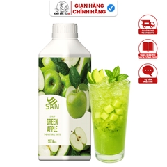 SYRUP TÁO XANH (1 kg), tặng sách công thức, tiện dụng, trái cây tự nhiên, đậm đặc, chuyên dùng pha chế trà trái cây, soda