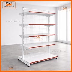 Kệ siêu thị đôi 5 tầng lưng lưới