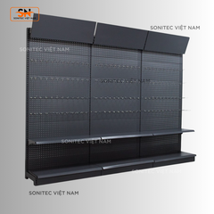 Kệ Ghép Tôn Đục Lỗ Có Tầng Mâm – Giải Pháp Trưng Bày Dụng Cụ, Máy Móc Đa Năng Cho Cửa Hàng