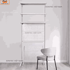 Kệ Đơn 3 Tầng Gắn Chân Đứng – Tầng Dưới Lưới Trưng Bày Đa Năng