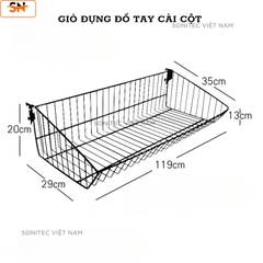 Giỏ Đựng Tay Cài Lưới Sắt – Rổ Cài Khung Sắt Trang Trí Đựng Đồ Phụ Kiện Decor