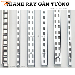 Thanh Ray Gắn Tường Đôi A2 – Ray Đôi Làm Kệ Trưng Bày – Thép Mạ Inox, Bền Đẹp