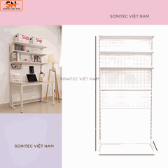 Kệ trang trí 3 tầng có lưới - Kệ sắt lắp ghép đa năng trưng bày để bàn hoặc sát tường