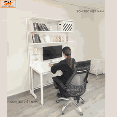 Kệ trang trí 3 tầng có lưới - Kệ sắt lắp ghép đa năng trưng bày để bàn hoặc sát tường