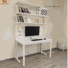 Kệ trang trí 3 tầng có lưới - Kệ sắt lắp ghép đa năng trưng bày để bàn hoặc sát tường