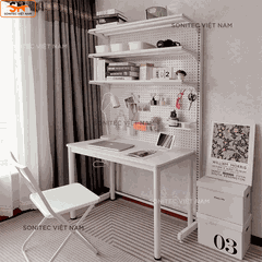 Kệ trang trí 3 tầng có lưới - Kệ sắt lắp ghép đa năng trưng bày để bàn hoặc sát tường