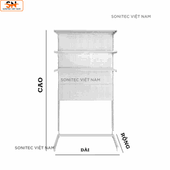 Kệ trang trí 3 tầng có lưới - Kệ sắt lắp ghép đa năng trưng bày để bàn hoặc sát tường