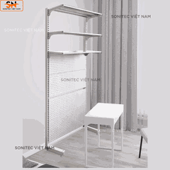 Kệ Đơn 3 Tầng Gắn Chân Đứng – Tầng Dưới Lưới Trưng Bày Đa Năng