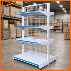 Kệ siêu thị đôi 4 tầng lưng lưới