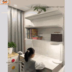 Kệ trang trí 3 tầng có lưới - Kệ sắt lắp ghép đa năng trưng bày để bàn hoặc sát tường
