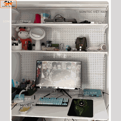 Kệ trang trí 3 tầng có lưới - Kệ sắt lắp ghép đa năng trưng bày để bàn hoặc sát tường