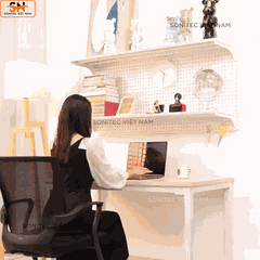 Kệ Sách Gắn Tường Khung Lưới Decor Bàn Học – Tiết Kiệm Không Gian, Tải Trọng Lớn