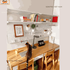 Kệ Đôi Gắn Tường Khung Lưới – Combo Kệ Sách Decor Bàn Học Tiết Kiệm Diện Tích